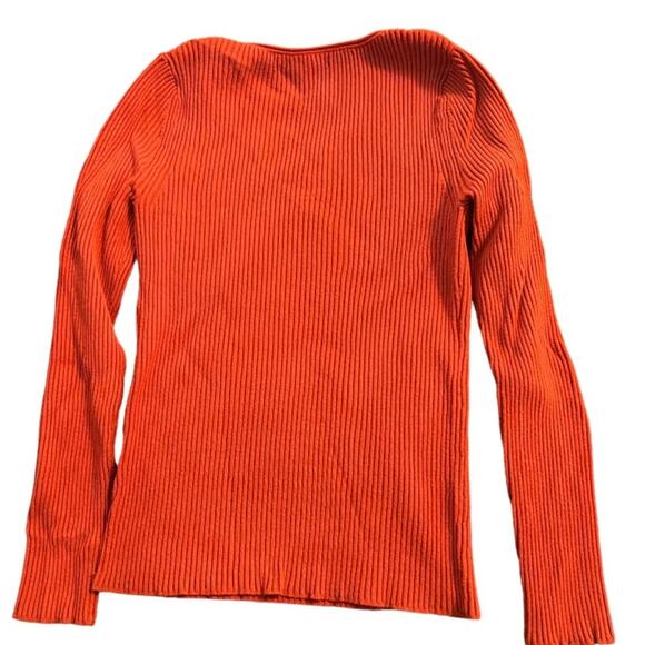 Banana Republic Reddish Orange Ribbed Sweater Scoop Neck Top - Size Large - Picture 4 of 4